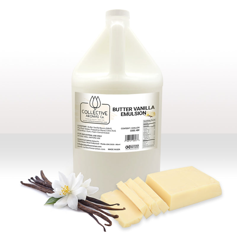 Clear Butter Vanilla Extract for Baking - Natural Vanilla Flavoring Emulsion for Cookies, Frosting, Ice Cream, Smoothies & Beverage - 1 Gallon Kosher, Pure Vanilla Extract by Collective Aromas Co.