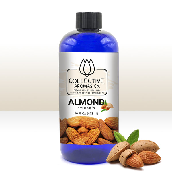 Almond Extract for Baking - Natural Almond Flavoring Emulsion for Cookies, Frosting, Ice Cream, Smoothies & Beverage - 16 fl oz Kosher, Almond Extract by Collective Aromas Co.