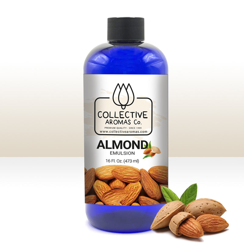 Almond Extract for Baking - Natural Almond Flavoring Emulsion for Cookies, Frosting, Ice Cream, Smoothies & Beverage - 16 fl oz Kosher, Almond Extract by Collective Aromas Co.