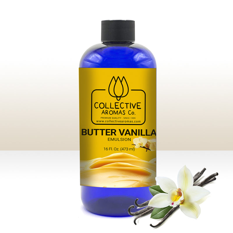 Butter Vanilla Flavoring Emulsion, Clear Color, Rich Taste, Kosher Parve, 16oz By Collective Aromas Co.